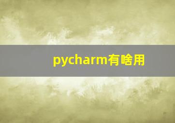 pycharm有啥用