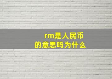 rm是人民币的意思吗为什么