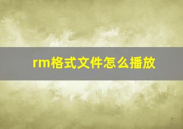 rm格式文件怎么播放