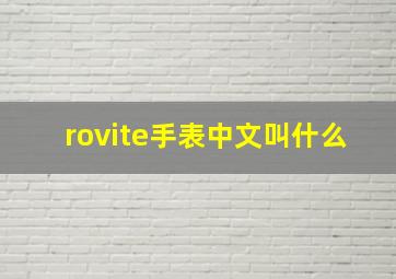 rovite手表中文叫什么