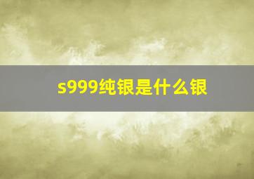 s999纯银是什么银