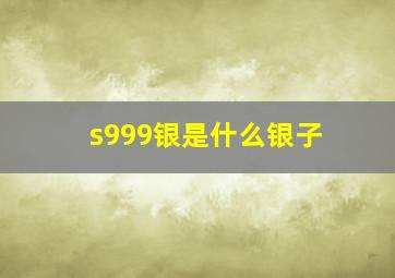 s999银是什么银子