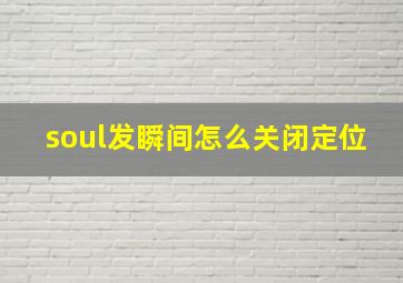 soul发瞬间怎么关闭定位