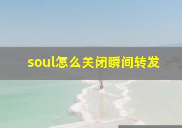 soul怎么关闭瞬间转发