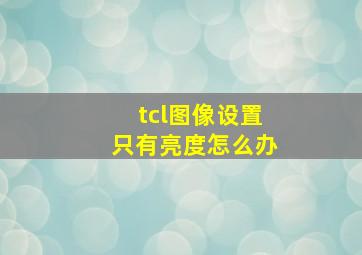 tcl图像设置只有亮度怎么办