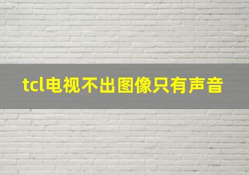 tcl电视不出图像只有声音