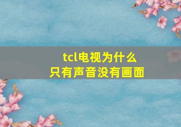 tcl电视为什么只有声音没有画面