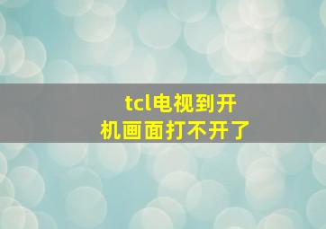 tcl电视到开机画面打不开了