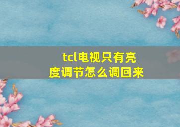 tcl电视只有亮度调节怎么调回来