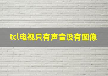 tcl电视只有声音没有图像