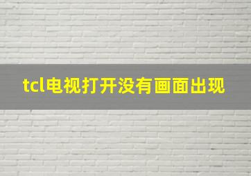 tcl电视打开没有画面出现