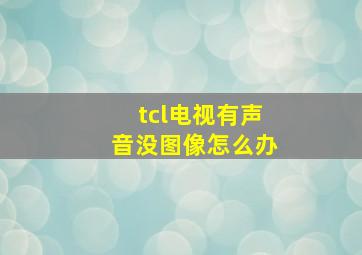 tcl电视有声音没图像怎么办