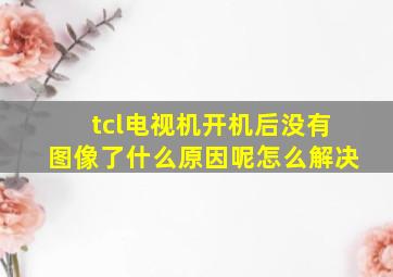 tcl电视机开机后没有图像了什么原因呢怎么解决