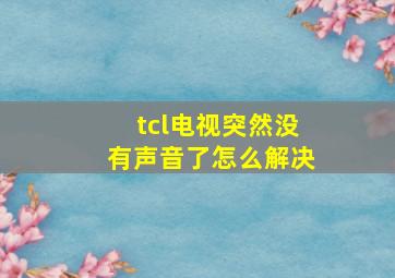 tcl电视突然没有声音了怎么解决