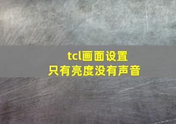 tcl画面设置只有亮度没有声音