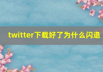 twitter下载好了为什么闪退