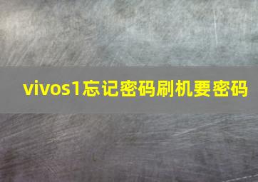 vivos1忘记密码刷机要密码