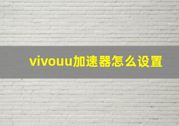 vivouu加速器怎么设置