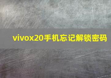 vivox20手机忘记解锁密码