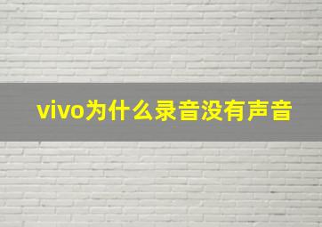 vivo为什么录音没有声音