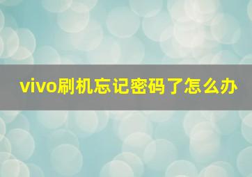 vivo刷机忘记密码了怎么办