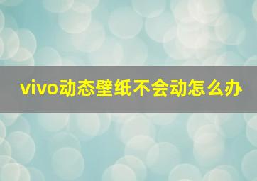 vivo动态壁纸不会动怎么办