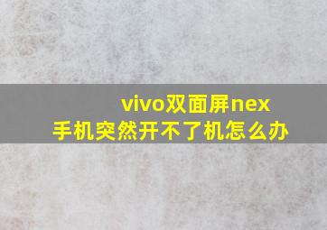 vivo双面屏nex手机突然开不了机怎么办