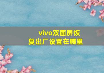 vivo双面屏恢复出厂设置在哪里