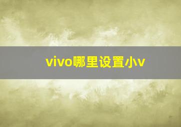 vivo哪里设置小v