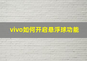 vivo如何开启悬浮球功能