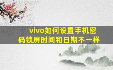 vivo如何设置手机密码锁屏时间和日期不一样