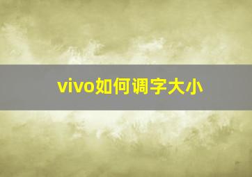 vivo如何调字大小