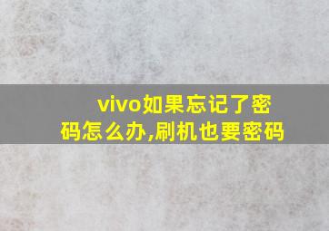 vivo如果忘记了密码怎么办,刷机也要密码