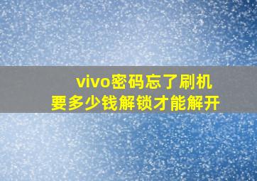 vivo密码忘了刷机要多少钱解锁才能解开