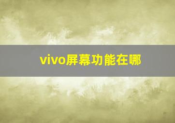 vivo屏幕功能在哪