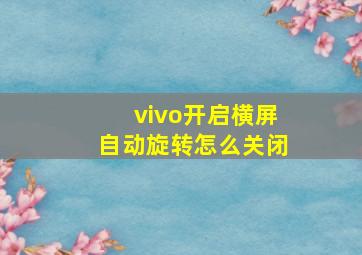 vivo开启横屏自动旋转怎么关闭