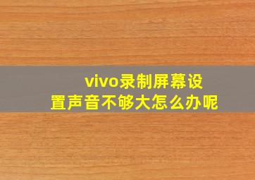 vivo录制屏幕设置声音不够大怎么办呢