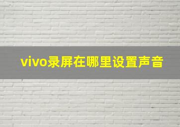 vivo录屏在哪里设置声音