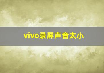 vivo录屏声音太小