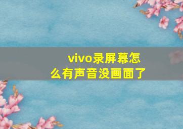 vivo录屏幕怎么有声音没画面了