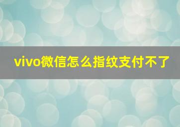 vivo微信怎么指纹支付不了