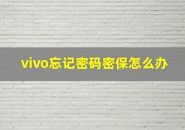 vivo忘记密码密保怎么办