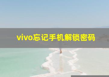 vivo忘记手机解锁密码