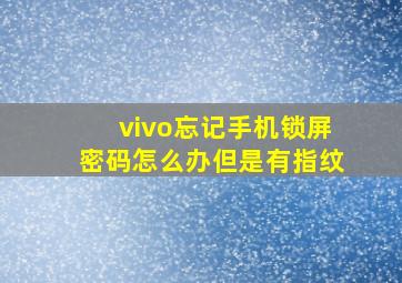 vivo忘记手机锁屏密码怎么办但是有指纹