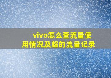 vivo怎么查流量使用情况及超的流量记录