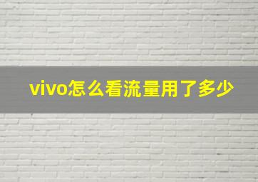 vivo怎么看流量用了多少