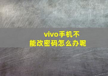 vivo手机不能改密码怎么办呢