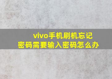 vivo手机刷机忘记密码需要输入密码怎么办