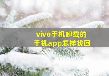 vivo手机卸载的手机app怎样找回