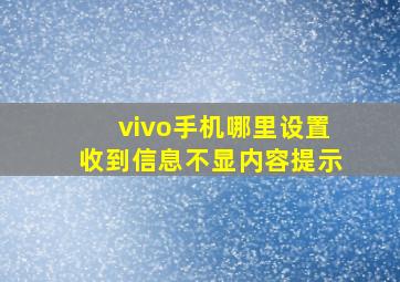 vivo手机哪里设置收到信息不显内容提示